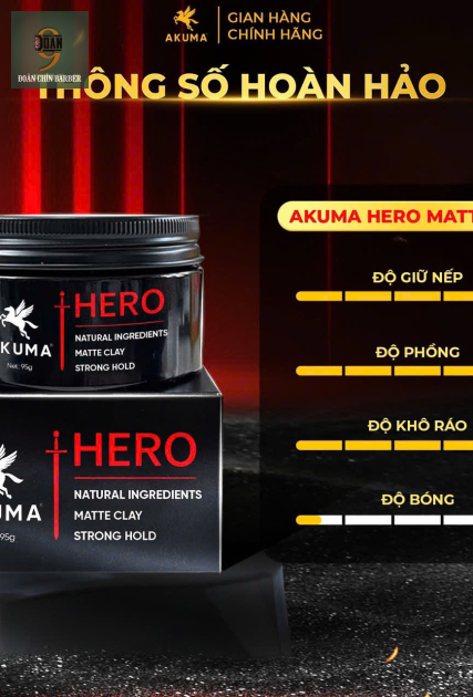 Akuma Hero Matte Clay – Sáp vuốt tóc nam hàng đầu cho phong cách tự tin